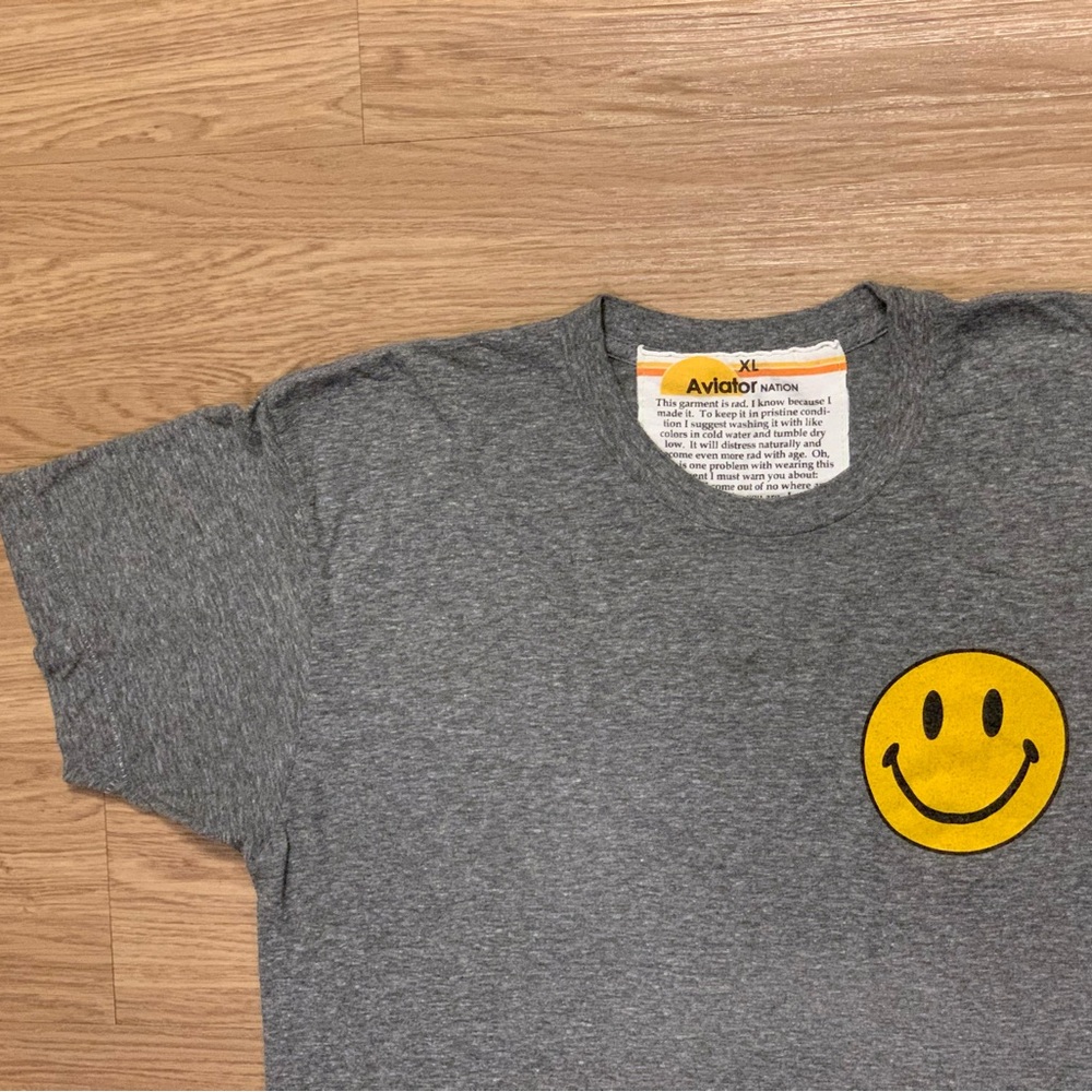 Aviator Nation SMILEY 2 BOYFRIEND HEATHER Gray Short Sleeve Tee Size XL - Picture 3 of 12